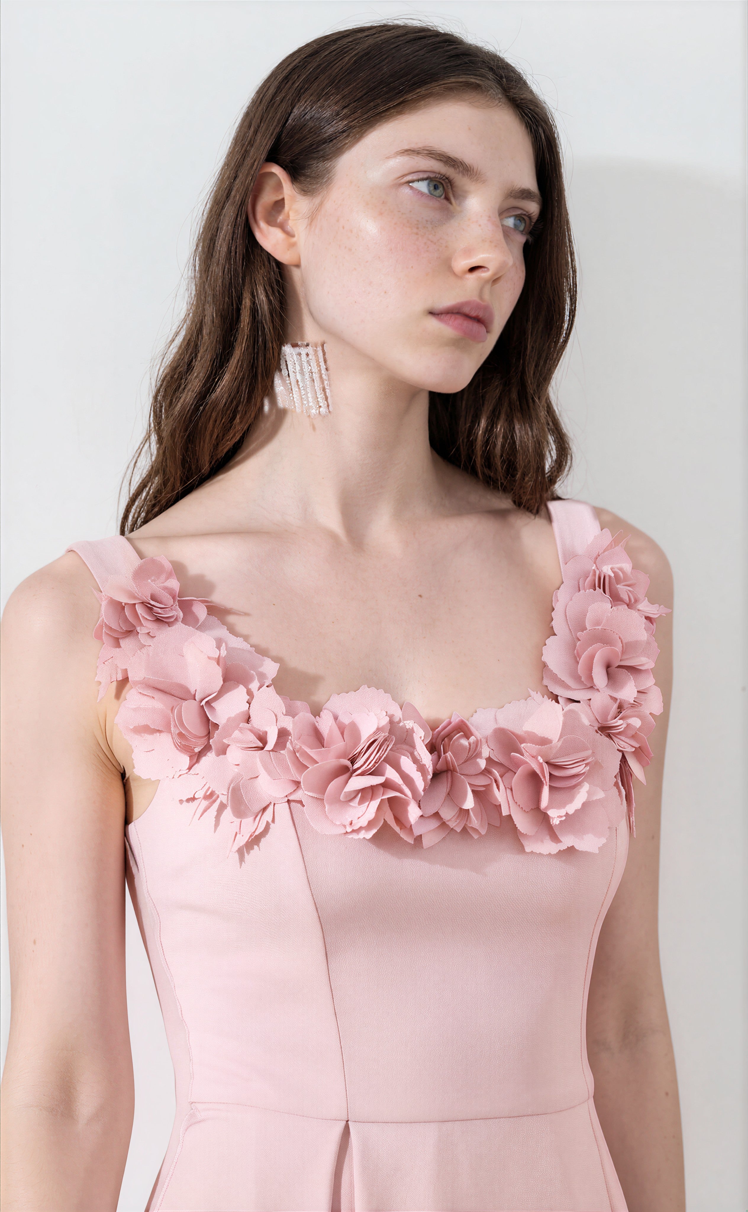 Damen Midikleid Rosa – Korsagen-Detail & Scoop-Ausschnitt, elegantes rosafarbenes Sommerkleid