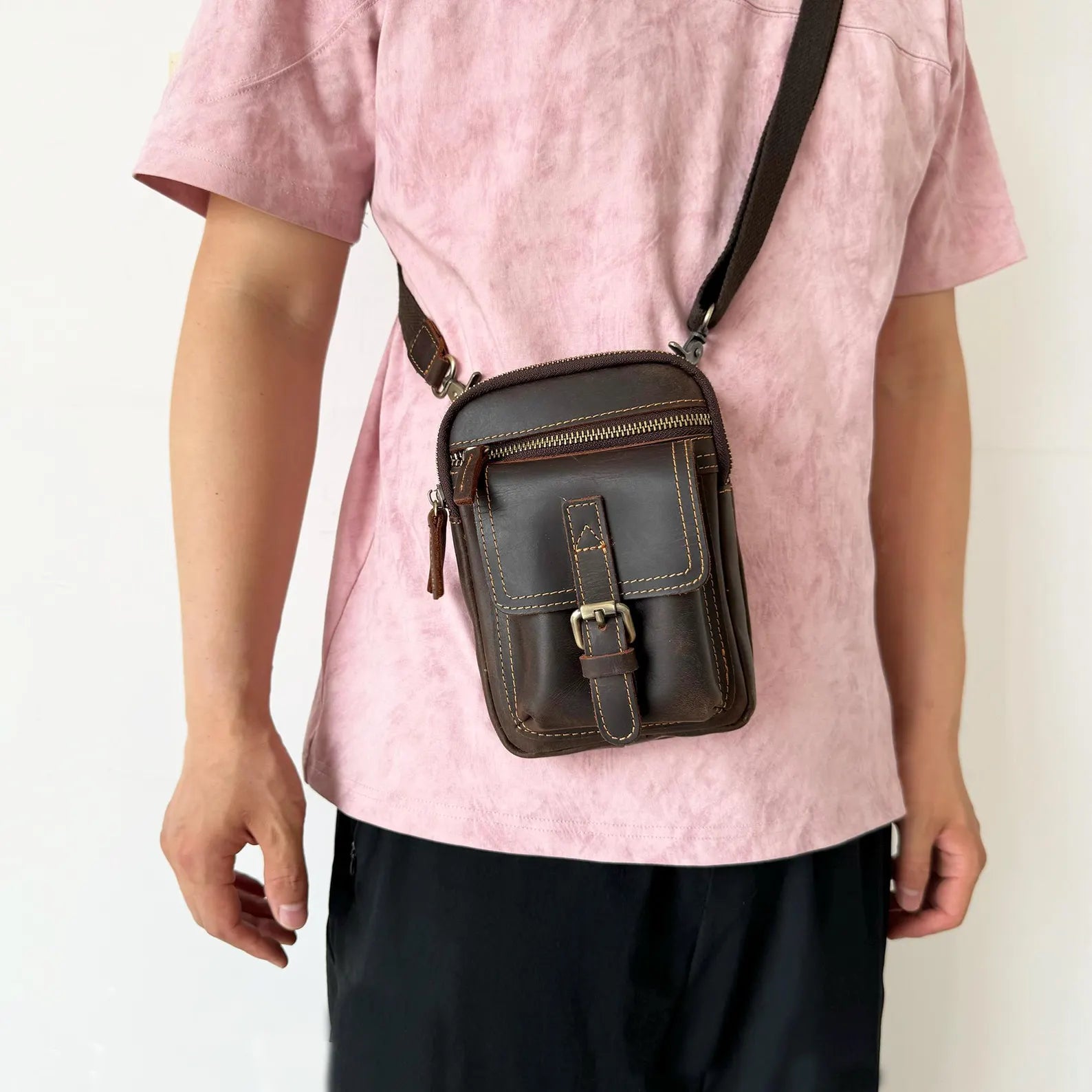 Lars - Vintage Voyager – Herren Leder Crossbody & Gürteltasche