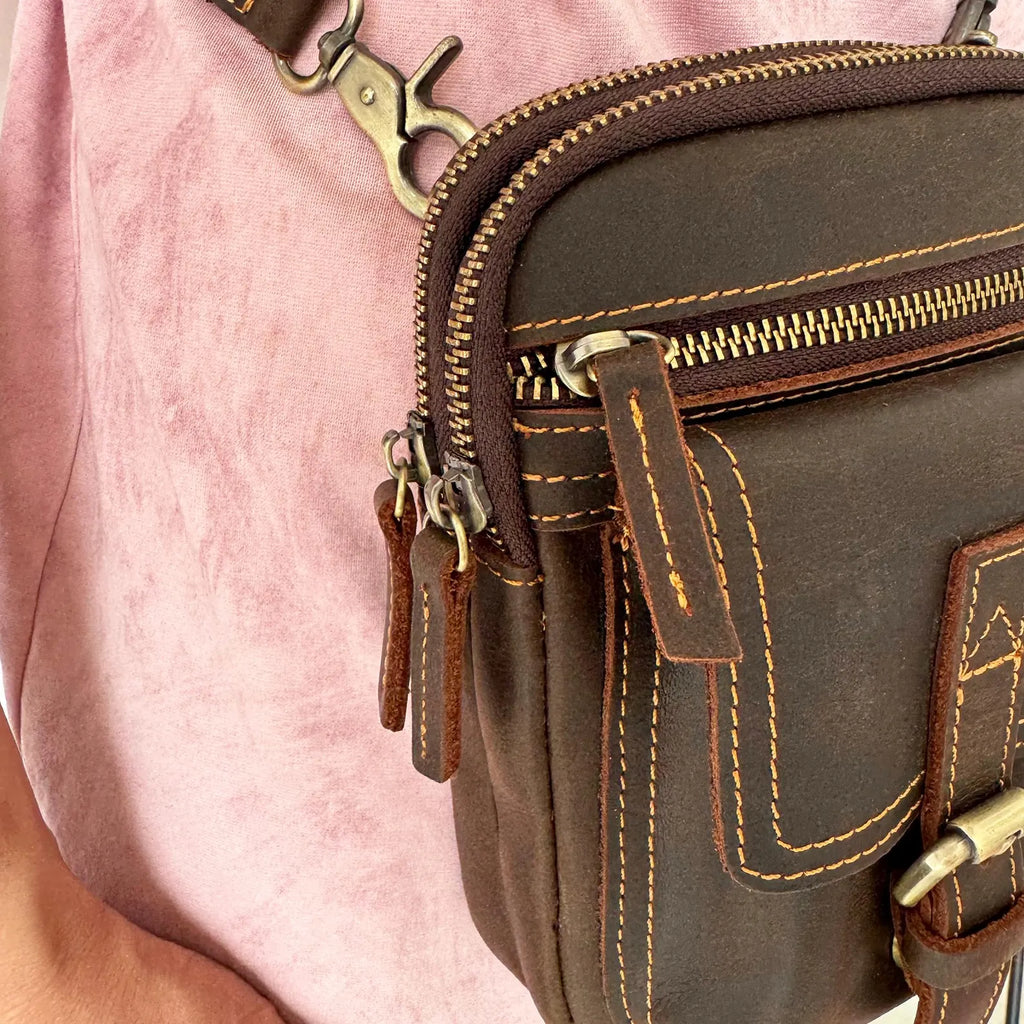 Lars - Vintage Voyager – Herren Leder Crossbody & Gürteltasche