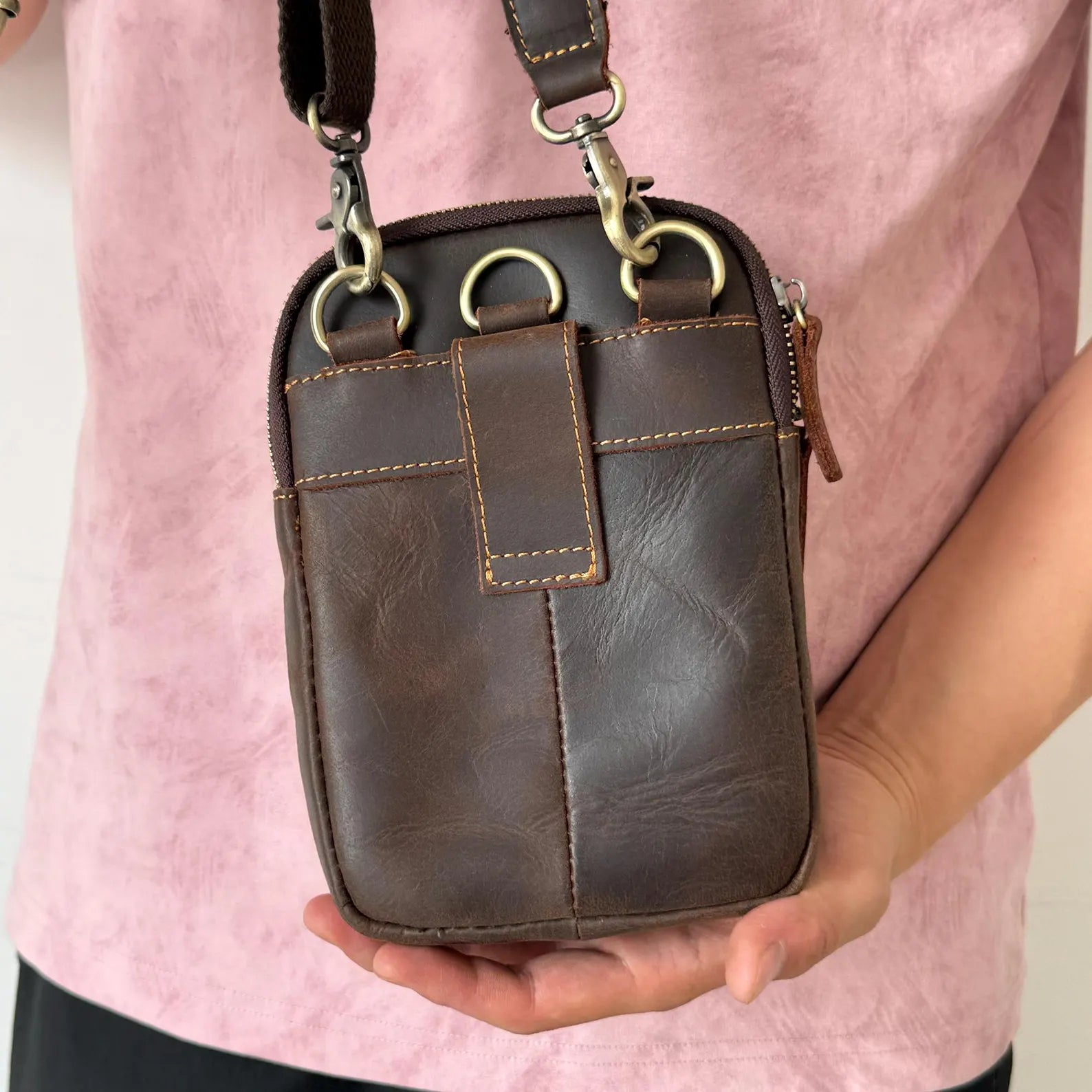 Lars - Vintage Voyager – Herren Leder Crossbody & Gürteltasche